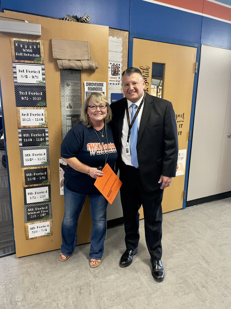 We love our <a href="/rockwallschools/">Rockwall ISD</a> Superintendent, @villarreal_jj, and the relationships he builds with all staff! Thank you for delivering excellence in your <a href="/WMS_Wildcats/">Williams Wildcats</a> classroom every day, <a href="/SherriNichols1/">Sherri Nichols</a>!! #TogetherRockwall