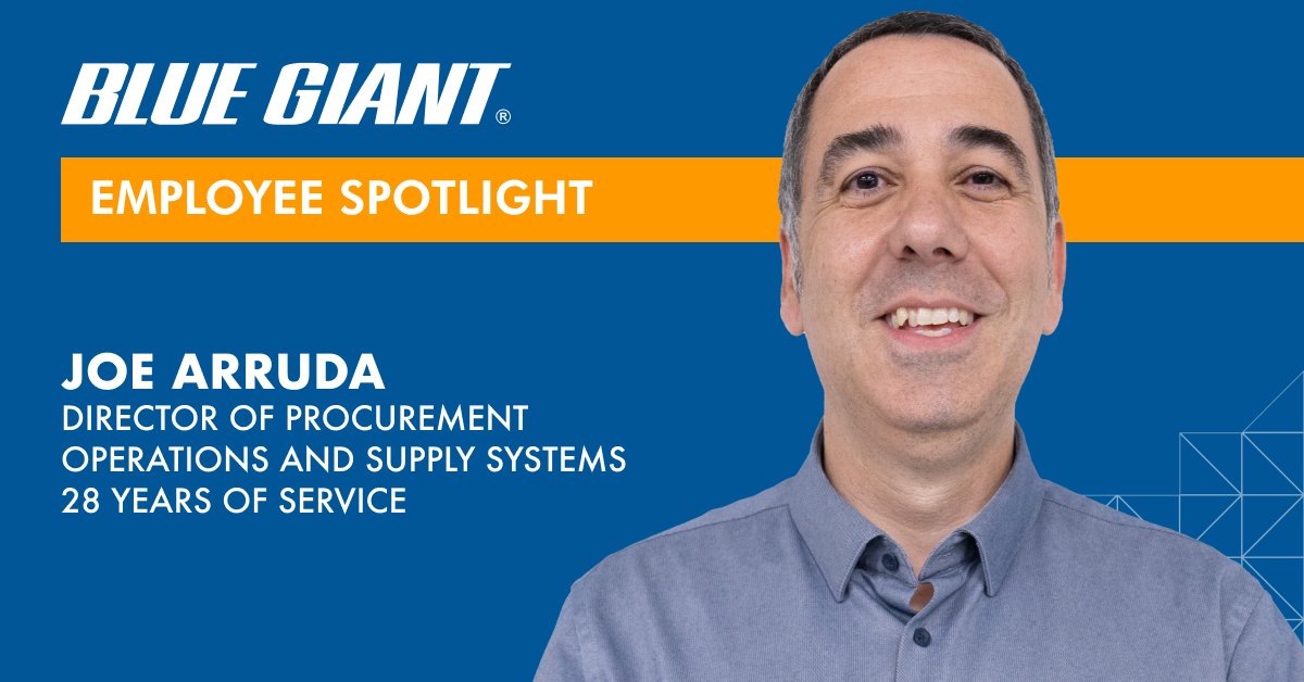 BlueGiantEquip's tweet photo. Joe Arruda has been a part of team Blue Giant for 28 years, and currently serves as Director of Procurement Operations and Supply Systems. Joe is most proud of how the company pulled together during Covid to ensure that everyone felt safe to come to work each day. #BlueGiant60 https://t.co/iGkSDhx1cU