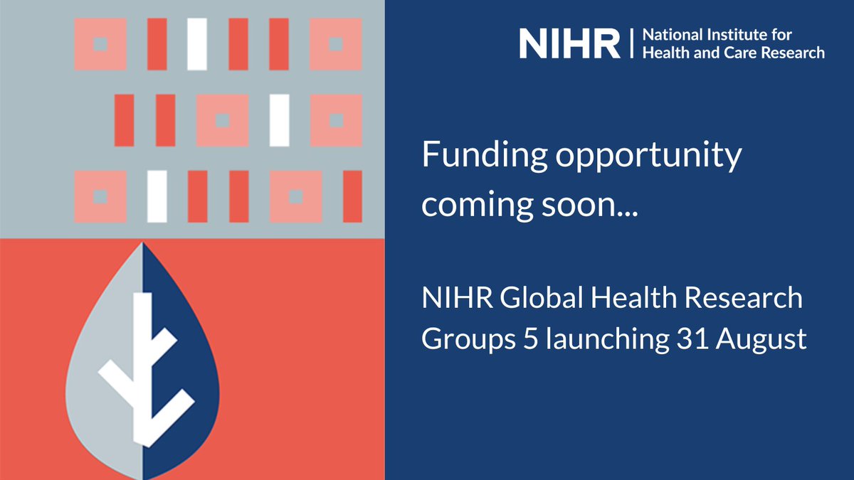 NIHRglobal's tweet photo. We’ll soon be inviting applications for a new funding opportunity - NIHR Global Health Research Groups 5, launching on Thursday 31 August.

Find out more about our Global Health Research Groups programme: https://t.co/S3eRp3sxx2 https://t.co/mamTltqeU9