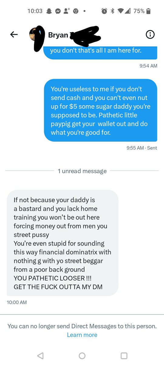 AmberleRose25's tweet photo. Aren't you just a mad little bitch. who can't put his wallet where his mouth is 🤣. little boy thinking I'm going to send him money to get money. Let's collectively laugh at him. his second page with the same name followed me right after he blocked me 🤣🤣 can't Get enough, loser https://t.co/Q0mlhUXHxJ