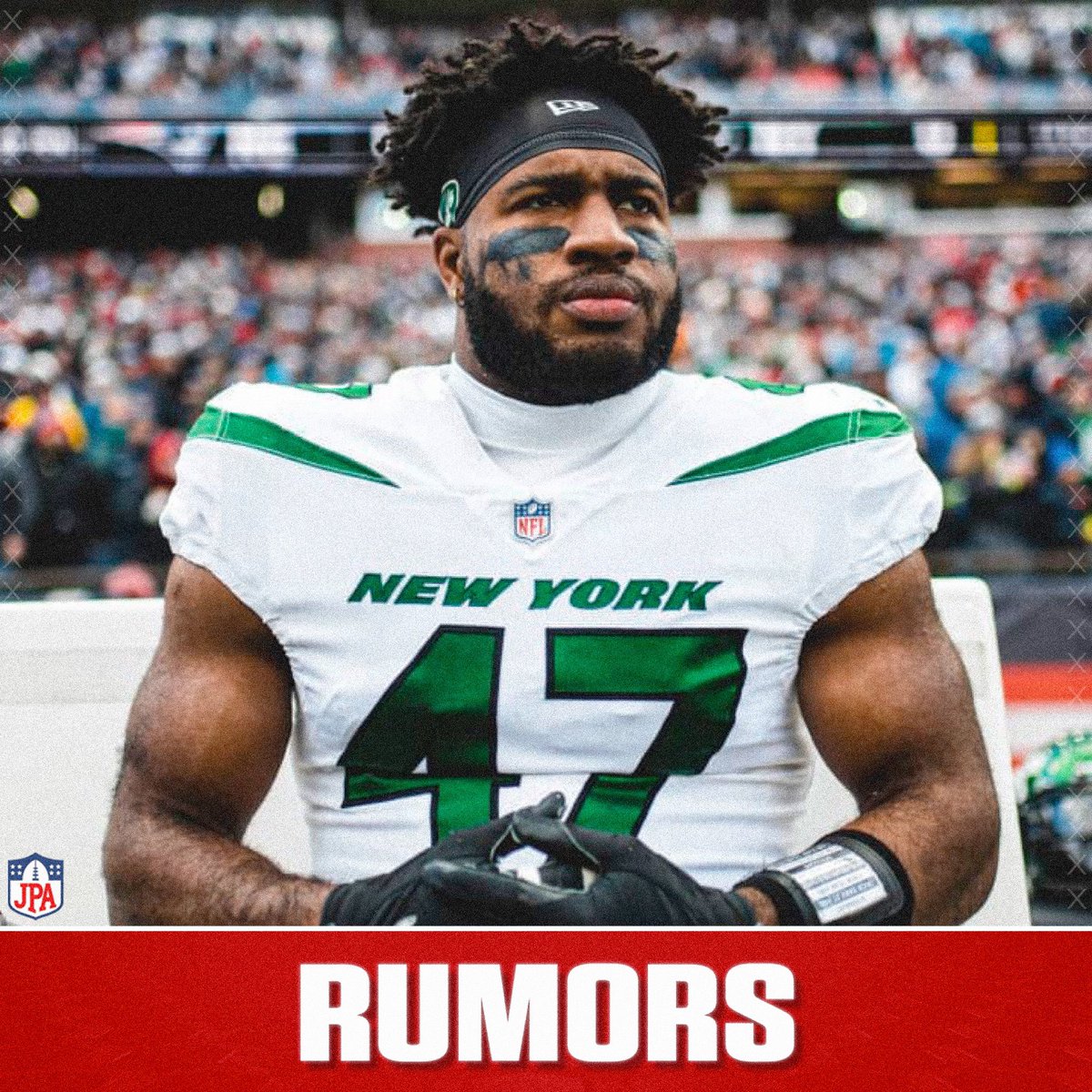 jasrifootball's tweet photo. 𝗥𝗨𝗠𝗢𝗥𝗦: The #Jets have received called inquiring about DE Bryce Huff and they’ve declined them, per @uSTADIUM 

The Jets are very deep on the DLine, but Bryce Huff has looked incredible. Would imagine it would have to take a very strong offer for them to move him. https://t.co/ayMNZzdih8