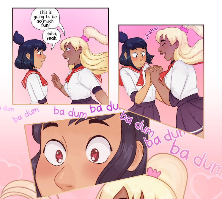 my debut graphic novel is now out in stores! Fans of Heartstopper and The Owl House will love Basil and Oregano! It's a lovely and warm story about two girls who fall in love at a magical cooking school. And they have a dog named Tomato!