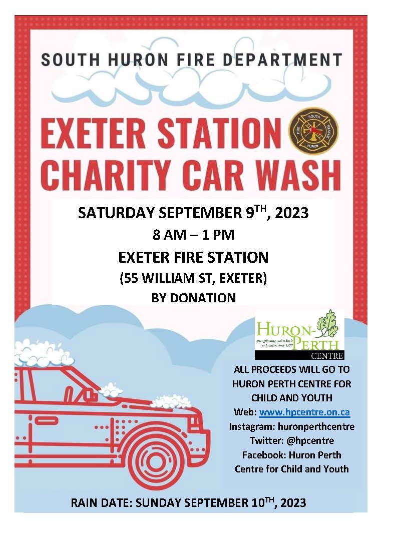 Thank you to the South Huron Fire Department for your support of the Huron-Perth Centre! We look forward to seeing everyone on September 9th!  

#charitycarwash #childandyouthmentalhealth