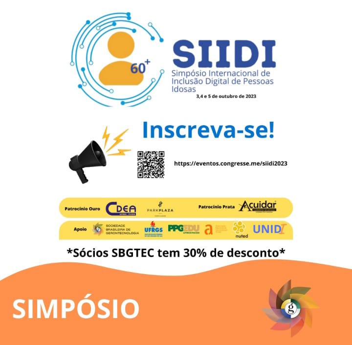 sbgtec's tweet photo. Participe do SIIDI - 1º SIMPÓSIO INTERNACIONAL DE INCLUSÃO DIGITAL DE PESSOAS IDOSAS 🌐

📅 Data: 3, 4 e 5 de outubro
Associados SBGTec: Se você é associado(a) da Sociedade Brasileira de Gerontecnologia (SBGTec), você tem direito a um desconto especial de 30% na inscrição! https://t.co/k0LU6RGBim