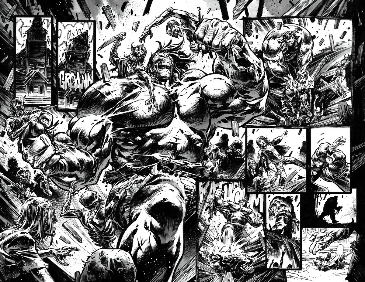 Incredible HULK # 3 is out tomorrow from @PhillipKJohnson and I. heres one of the released preview pages in BW. Its a crazy issue. Cant wait for ya'll to read it! #MarvelComics