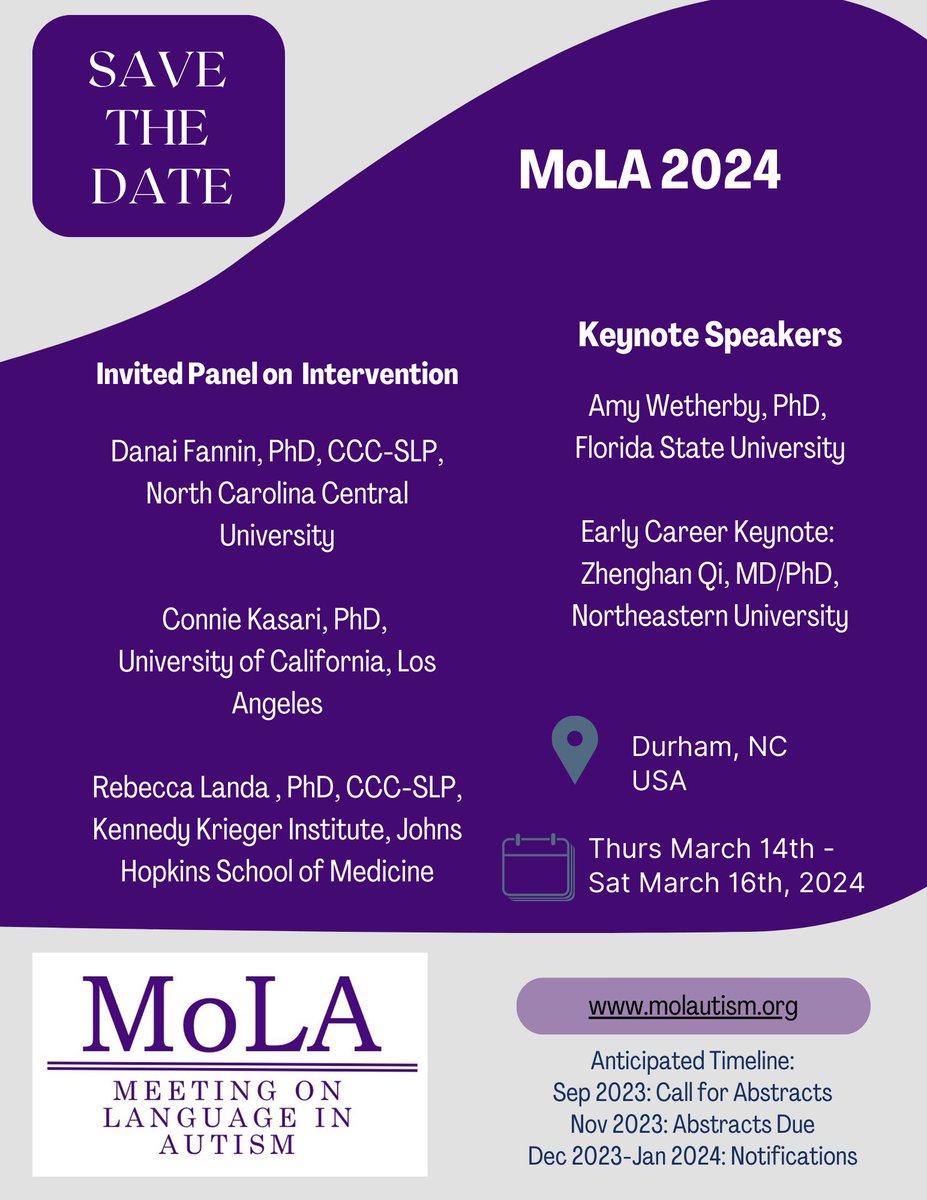 MtgLanguageASD's tweet photo. 🗣️Save the date: March 14-16th for MoLA2024!! https://t.co/8hEplA8T3d