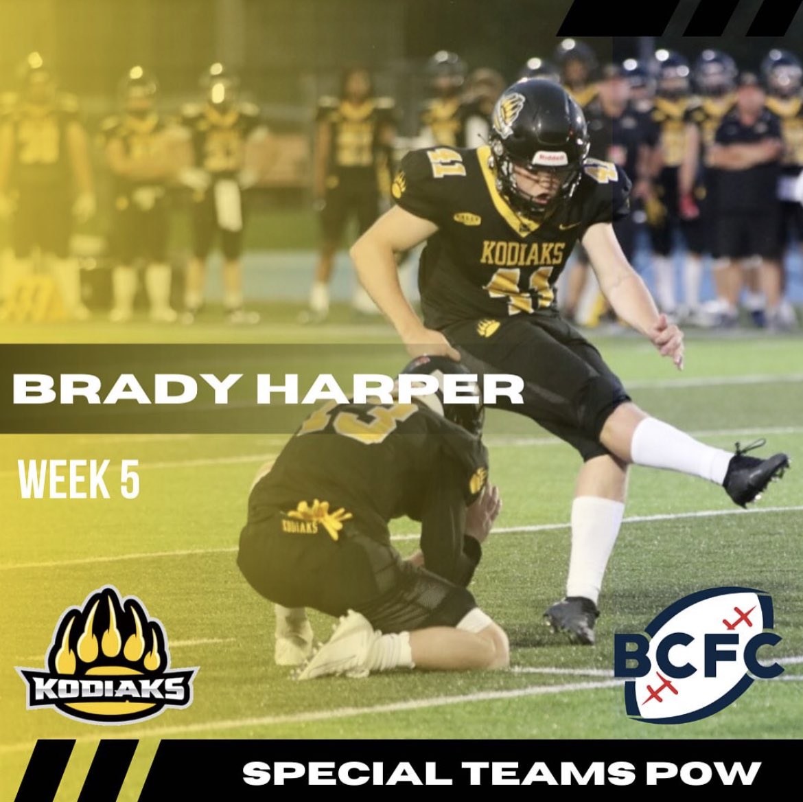 Back to back weeks, Brady Harper earns himself Special Teams Player of the Week honours. The Fort McMurray, AB product remains perfect on the year after going three for three on FG attempts, including the game-winner, and added a convert.