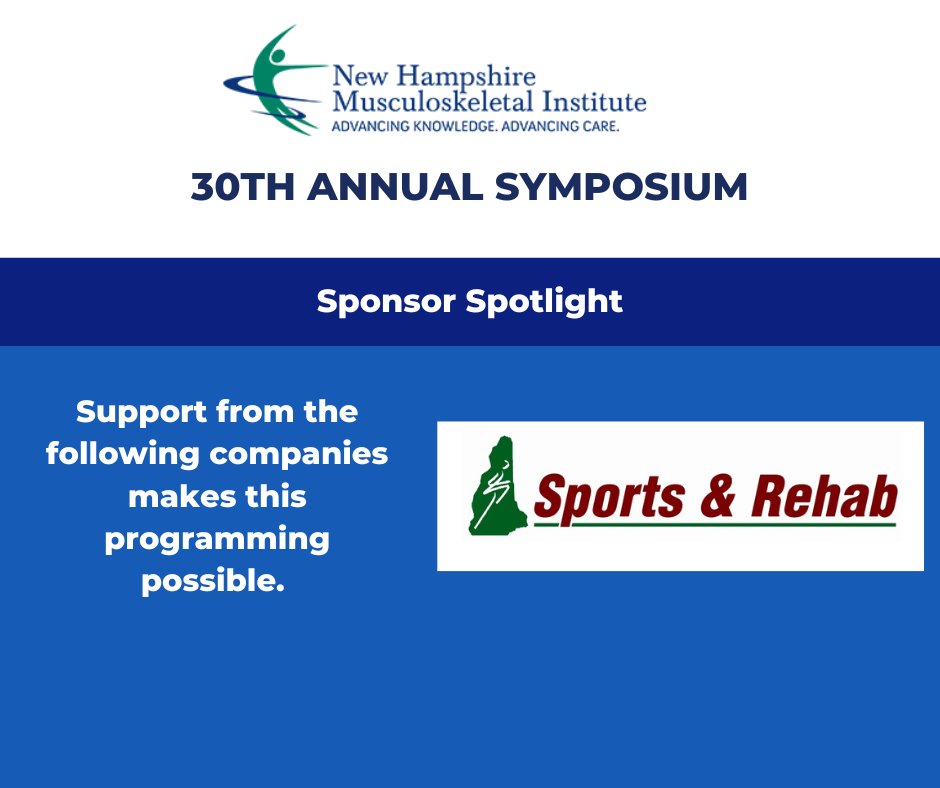 NHMI1994's tweet photo. Thank you to @Sportsandrehab for sponsoring the 30th Annual NHMI Fall Symposium and making this program possible! Registration deadline is Sept 13th 11:59pm! https://t.co/OxeixZPsCa https://t.co/kBOc4shW3v