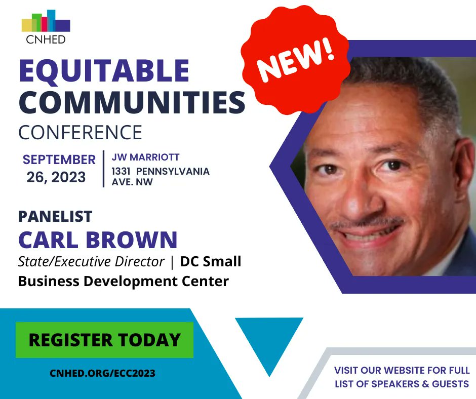 We're excited to welcome Carl Brown, CCA from @DCSBDC to our #ECC2023 panelist lineup! They will be presenting on the panel: 'Strategies for Winning Private Sector Contracts' To see the full line-up and register today, visit: buff.ly/3KZtQ5a