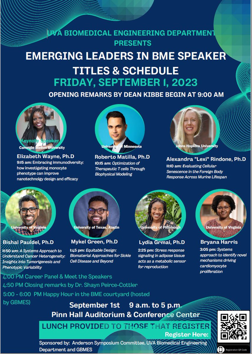 Virginia BME (@uvabme) on Twitter photo Registration link below for Friday's Emerging Leaders in BME Symposium showcasing the work of <a href="/LizWaynePhD/">Liz Wayne</a> <a href="/lexi_rindone/">Lexi Rindone</a> <a href="/paudelbb/">Bishal Paudel</a>
<a href="/lydiagrmai/">Lydia Grmai, PhD 🇪🇷🔬🎶</a> <a href="/BryanaNycoleH/">Bryana Nycole Harris</a> <a href="/matilla_roberto/">Roberto Alonso Matilla</a> <a href="/MykelDGreen/">Mykel D. Green, PhD</a>
REGISTER: surveymonkey.com/r/6QBBY8Q Registration link below for Friday's Emerging Leaders in BME Symposium showcasing the work of <a href="/LizWaynePhD/">Liz Wayne</a> <a href="/lexi_rindone/">Lexi Rindone</a> <a href="/paudelbb/">Bishal Paudel</a>
<a href="/lydiagrmai/">Lydia Grmai, PhD 🇪🇷🔬🎶</a> <a href="/BryanaNycoleH/">Bryana Nycole Harris</a> <a href="/matilla_roberto/">Roberto Alonso Matilla</a> <a href="/MykelDGreen/">Mykel D. Green, PhD</a>
REGISTER: surveymonkey.com/r/6QBBY8Q