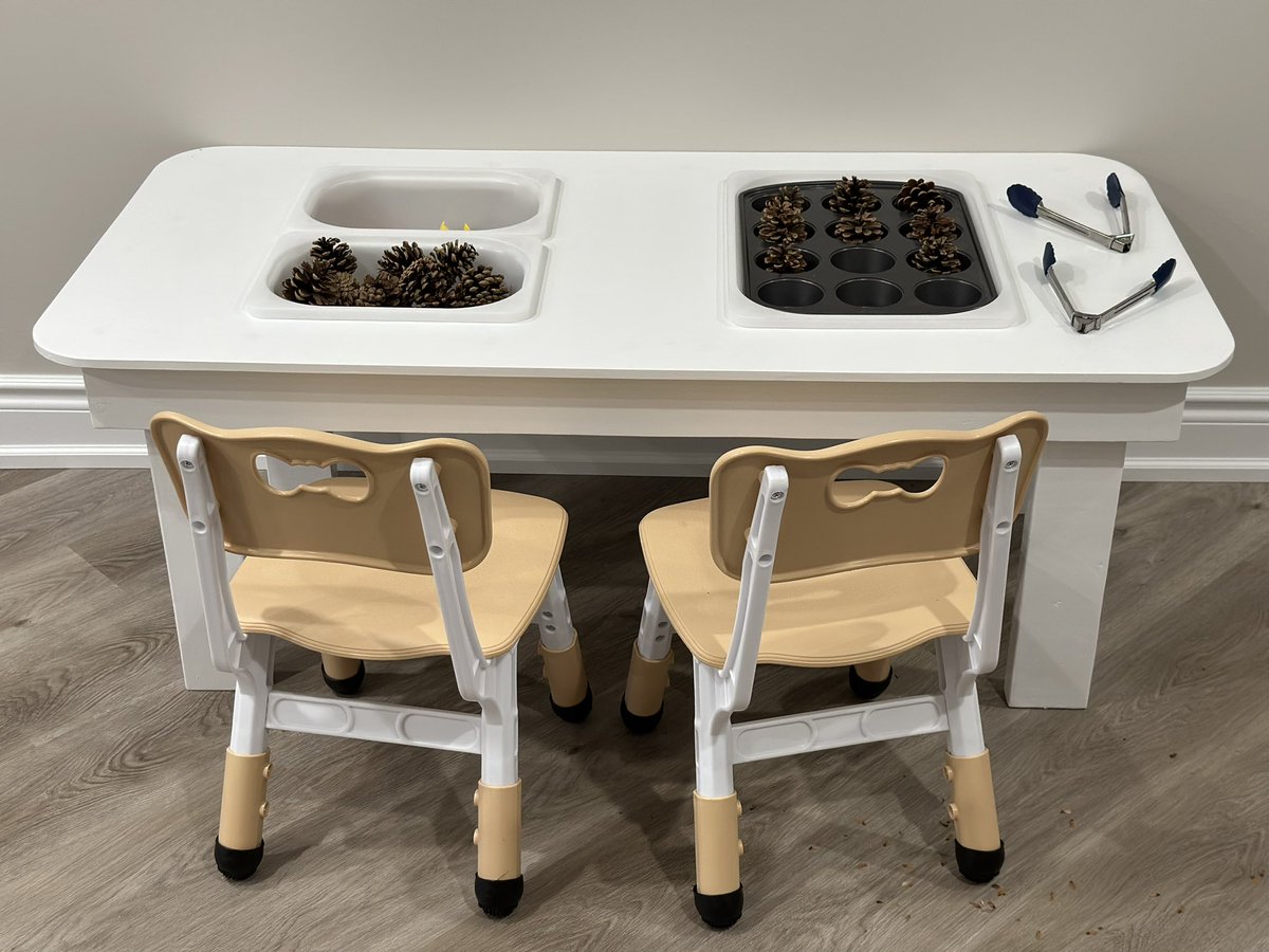 KKitchenz's tweet photo. Our indoor sensory table with a simple nature-inspired set up that encourages fine motor practice. https://t.co/vucRRuOrSy