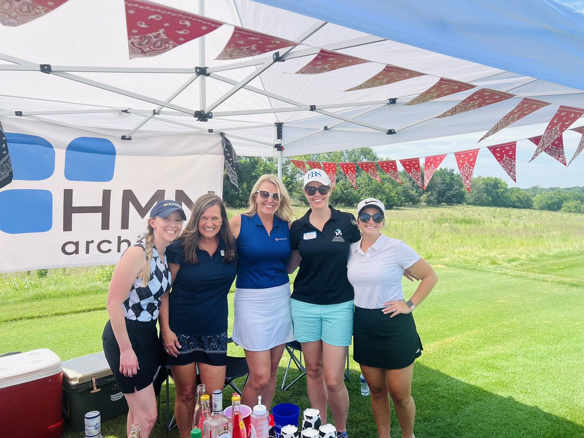 HMNArchitects's tweet photo. Such a beautiful day at Canyon Farms Golf Club ๐๐ปโโ๏ธfor the CREW KC 20th annual golf tournament. โณ๏ธ Sarah Wesely was proud to co-chair the event while Cynthia Weber and Madison Flowers, NCIDQ hydrated and entertained golfers at the 18th Hole #CREWKC #golfing #HMNArchitects https://t.co/uHYPt8Thod