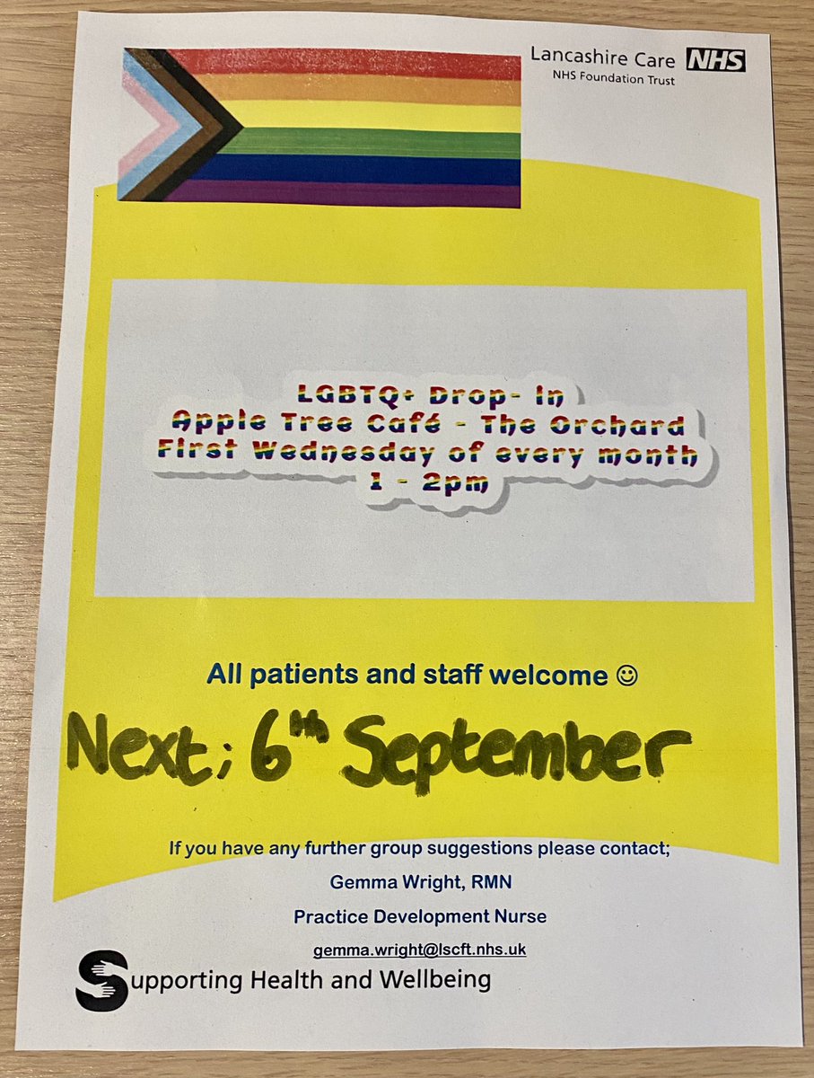 Gemma Wright (@gemmafarrahw) on Twitter photo Come and join us at The Apple Tree Cafè <a href="/theorchardlscft/">The Orchard</a> for our LGBTQ+ Drop- in’s, the first Wednesday of every month 1-2pm 🏳️🌈🏳️⚧️ Everyone welcome 🫶 <a href="/ChrisOliverNHS/">Chris Oliver</a> <a href="/GoalsOlivers/">OliversLifeGoals</a> <a href="/ClareBensonMH/">Clare Benson</a> <a href="/BenLSCFT/">Ben Morgan</a> <a href="/AlexBlandOT/">Alexandra Bland</a> <a href="/Racheal_Hold/">Racheal Cumpsty Hold</a> <a href="/magsquinn66/">margaret quinn</a> <a href="/VickiLyndsey/">Vicki Anderson</a> <a href="/PrincyAbraham9/">Princy Abraham</a> Come and join us at The Apple Tree Cafè <a href="/theorchardlscft/">The Orchard</a> for our LGBTQ+ Drop- in’s, the first Wednesday of every month 1-2pm 🏳️🌈🏳️⚧️ Everyone welcome 🫶 <a href="/ChrisOliverNHS/">Chris Oliver</a> <a href="/GoalsOlivers/">OliversLifeGoals</a> <a href="/ClareBensonMH/">Clare Benson</a> <a href="/BenLSCFT/">Ben Morgan</a> <a href="/AlexBlandOT/">Alexandra Bland</a> <a href="/Racheal_Hold/">Racheal Cumpsty Hold</a> <a href="/magsquinn66/">margaret quinn</a> <a href="/VickiLyndsey/">Vicki Anderson</a> <a href="/PrincyAbraham9/">Princy Abraham</a>