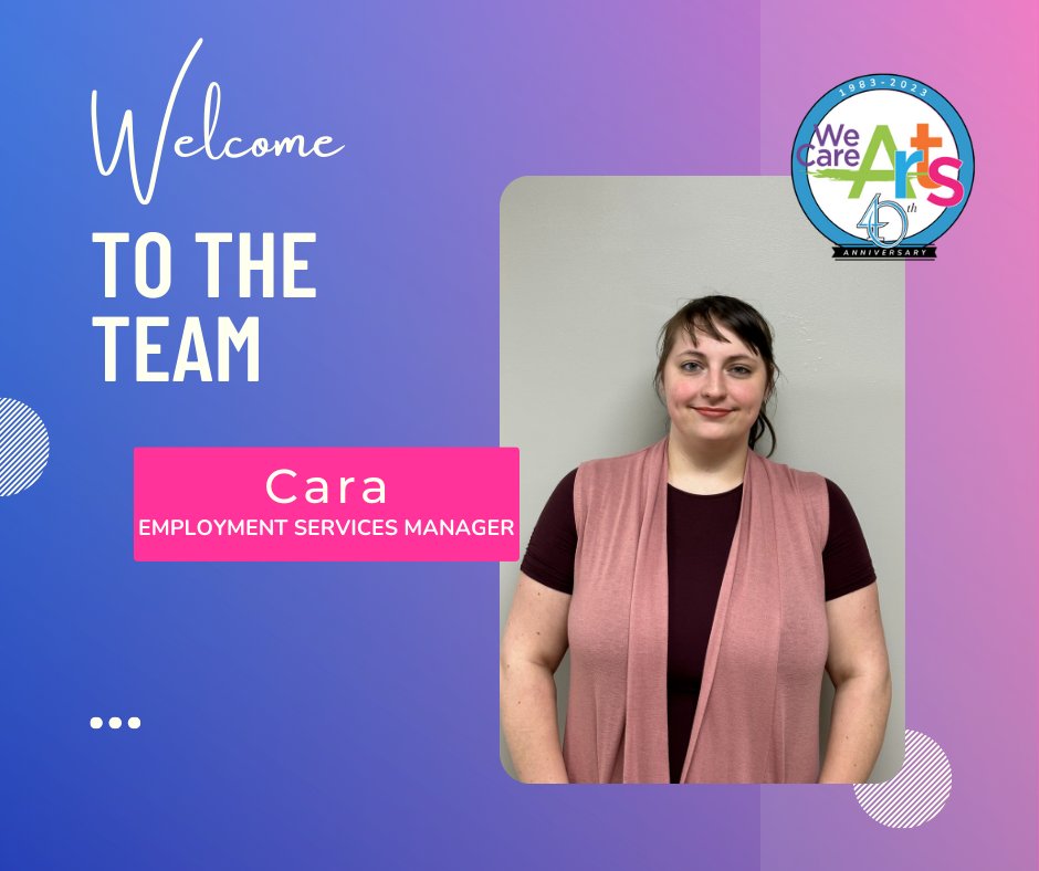 Please help us welcome our new Employment Services Manager,  Cara Stedman! 
#newemployeespotlight #newemployee #wecarearts