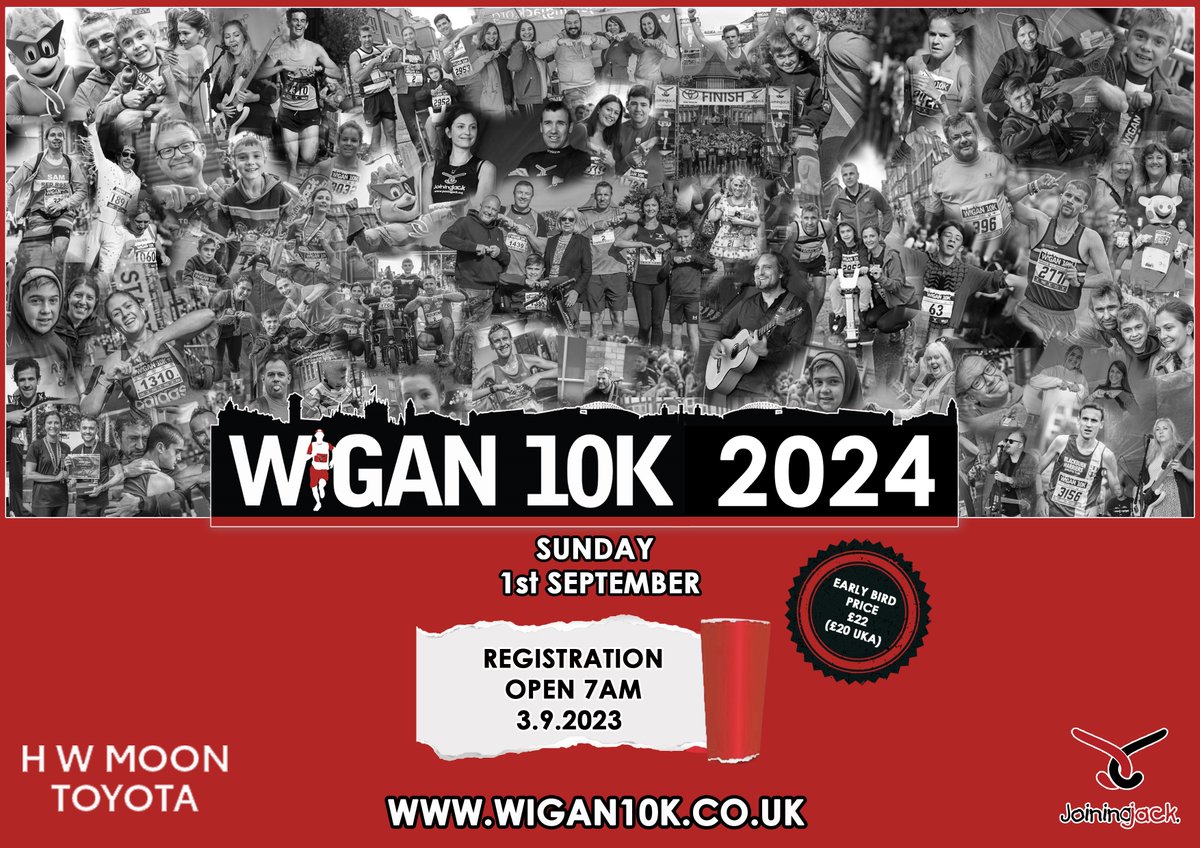 ⭐ 2024 10k REGISTRATION OPEN SUNDAY ⭐ Early bird offer £22! (£20 UKA runners) First 500 - from 7am wigan10k.co.uk @HWMoonToyota @alljoinjack @Bithells @wigan_travel @Endurancecoach @UncleJoesSweets @wigan_physio @WiganCouncil #wigan10k2024 #thecountdownbegins 👉👈
