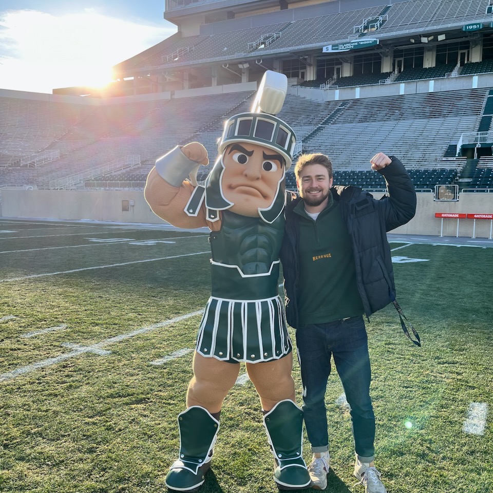 MatchFrameLLC's tweet photo. Throwback to a shoot with @TheRealSparty at @michiganstateu. Who were you cheering for during the first weekend of NCAA football? https://t.co/9AyXI5Ujqg
