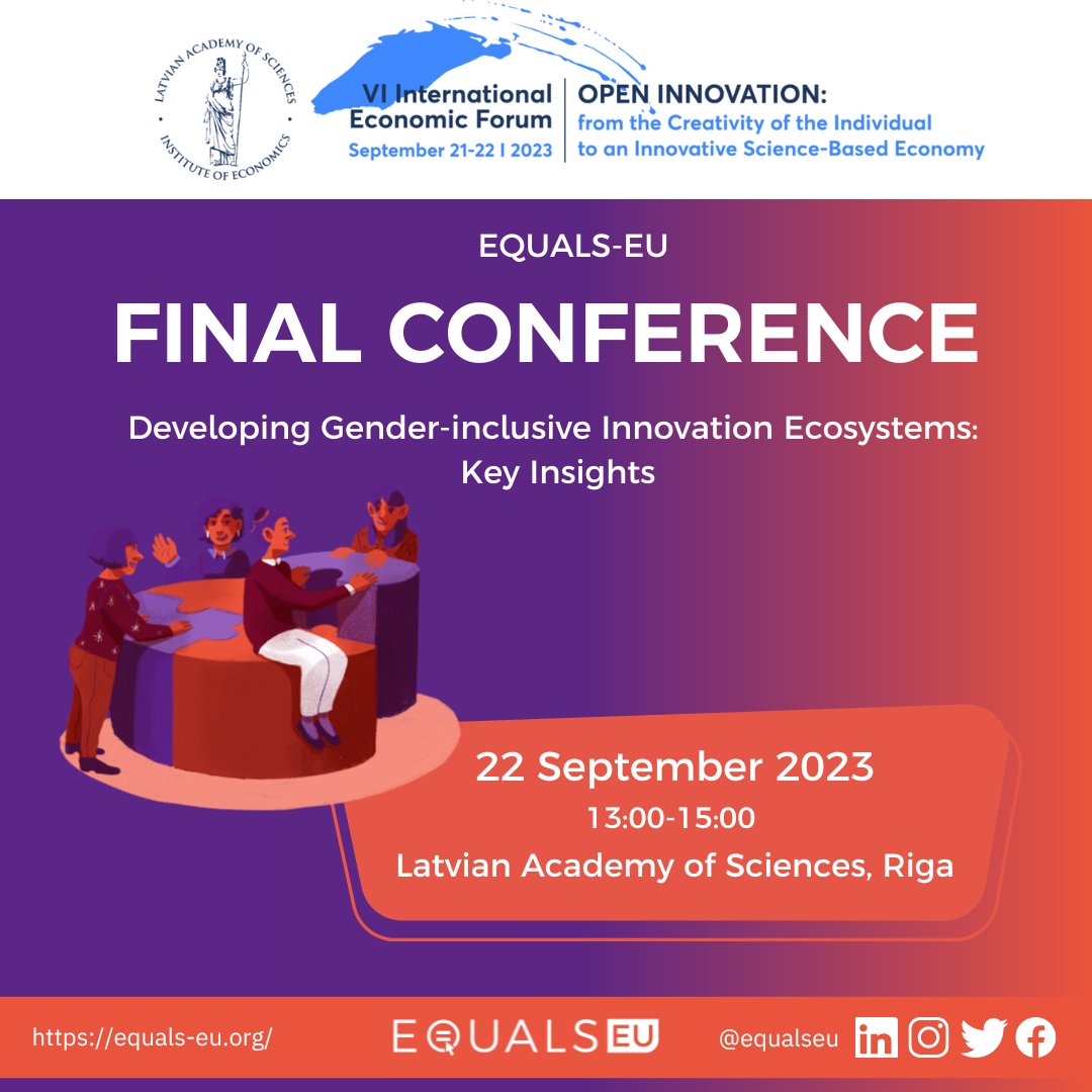 🚀🚀🚀 EQUALS-EU Final Conference will take place in Riga on 22 September 2023  during the VI International Economic Forum hosted by our project partner <a href="/LZA_LV/">LZA</a>. Come and join us in Riga! 👉 economicforum.lv