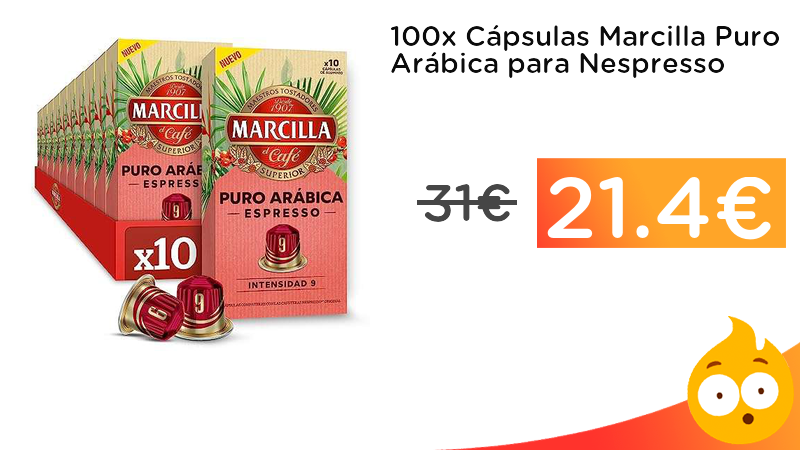 chollometro's tweet photo. 100x Cápsulas Marcilla Puro Arábica para Nespresso con descuentito. Un café? ➡️ https://t.co/ImOF5iNBVP https://t.co/Kb9yWwdEaX