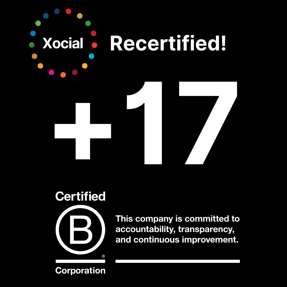 Kapow! We are SO excited to announce we've recertified as a B Corp with an overall increase of 17 points to our score!