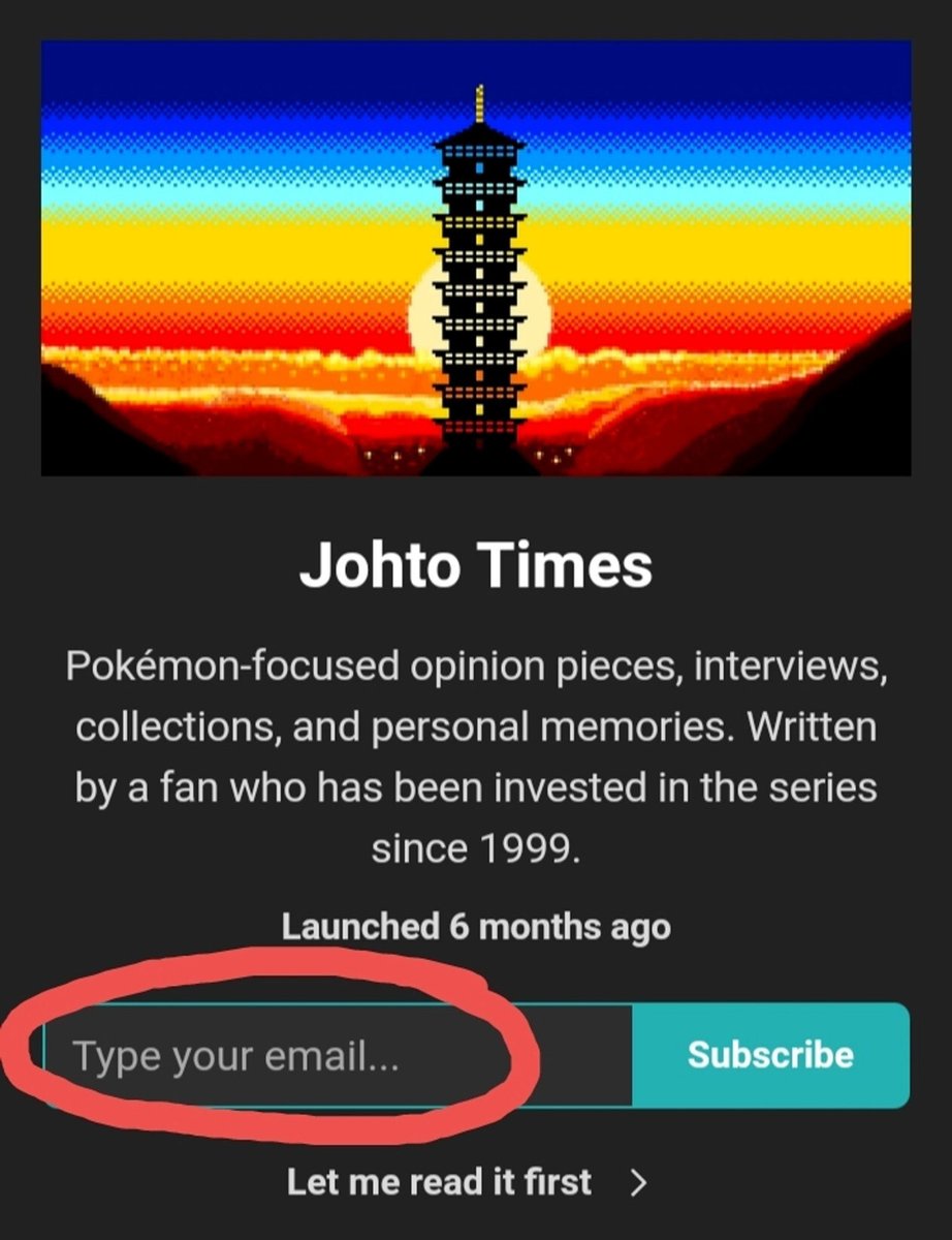 Like Pokémon? Did you grow up with the franchise during the late 90s/early 2000s?

Maybe you'll enjoy our Pokémon-themed newsletter! We publish memories, collections, opinions and interviews every week, including some very special guests! Please subscribe:
johto.substack.com