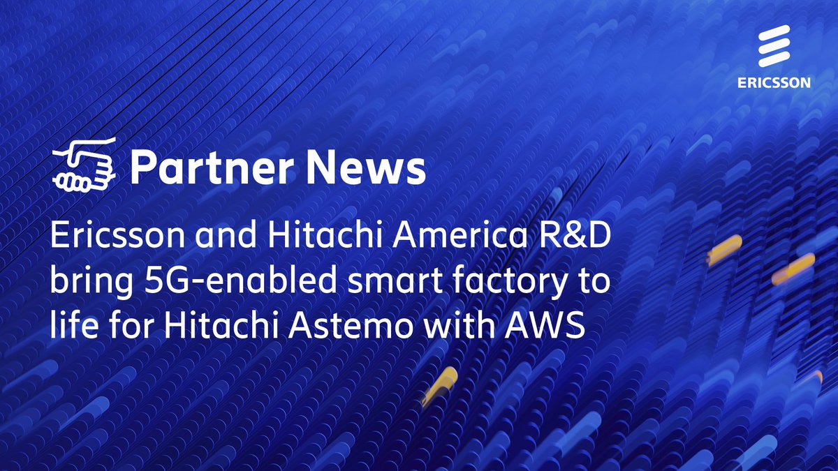 EricssonNA's tweet photo. 3️⃣ of the biggest names in global technology – @ericsson, @awscloud + @Hitachi_US – have joined forces to bring a #5G-enabled smart factory to life for @hitachiastemo!

Learn how this collaboration will transform manufacturing + improve productivity: https://t.co/t9KAN9Wbt5 https://t.co/9ZNriX9Kiv