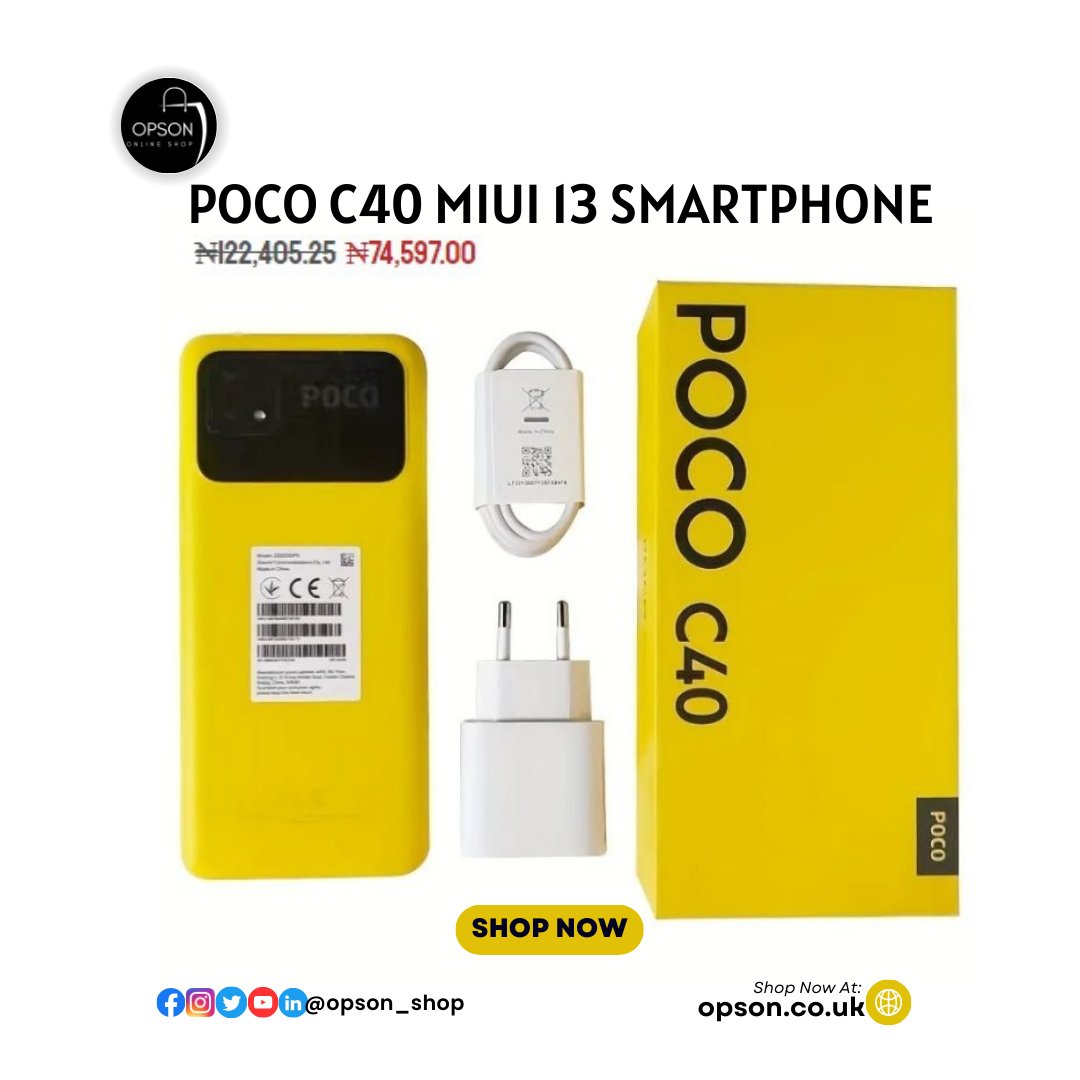 opson_shop's tweet photo. POCO C40 MIUI 13 Smartphone for Sale.
Supports Expandable Storage Up To 1TB Octa-core CPU. it comes with 6000mAh Battery 18W Fast Charging &amp; more...Don't miss out!!!
#opson #opson_shop #opsonshop #poco #pocophone #pococ40 #xiaomi #xiaomipoco #phonedeals #cheaphones #miui14 https://t.co/T6l52XznFv