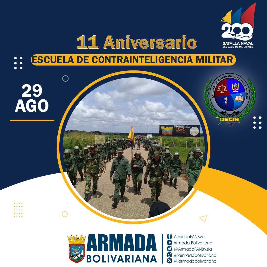 La <a href="/ArmadaFANBVzla/">Armada_ve</a> se honra en Felicitar a la Dotacion de la Escuela de Contrainteligencia Militar, Casa de estudio en la que son enseñados los saberes de esta especialidad tan importante para la Defensa integral de la Nación y sostenimie to de la Paz. BZ!!!