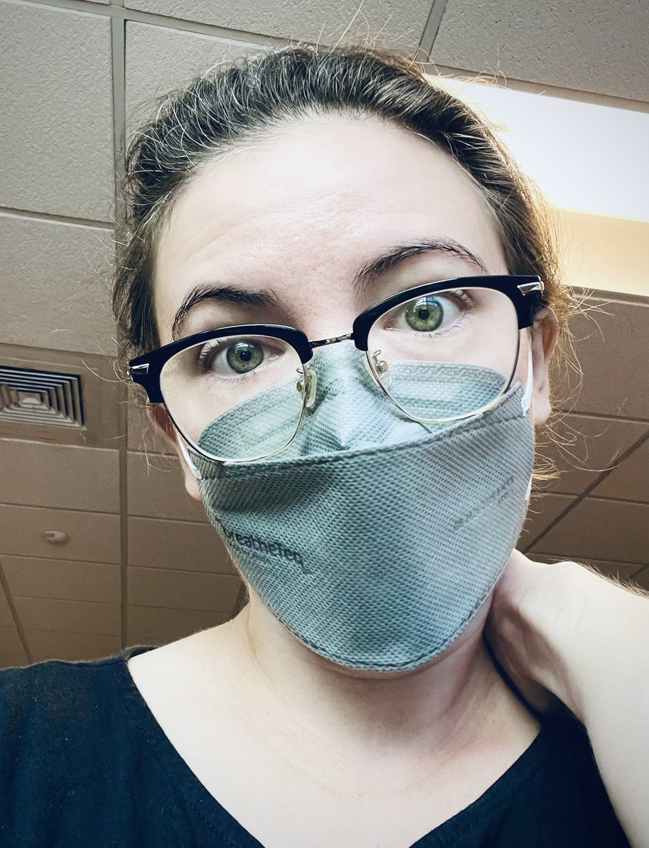 Still the Lone Masker, because the coworker wearing theirs as a chin strap after being out sick last week is not 'masking' in any meaningful way. Also, my office mate called in sick today. Lovely. #MaskUp #CovidIsntOver