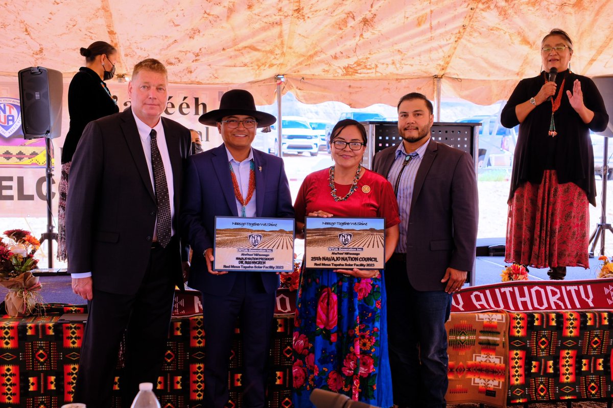 BuuVanNygren's tweet photo. This project, Red Mesa Tapahe Solar Farm, is going to kickstart and light a fire under clean energy development on the Navajo Nation. Projects like this solar farm help us achieve greater energy independence while also providing good jobs for our people. https://t.co/u6ZrFf18eo