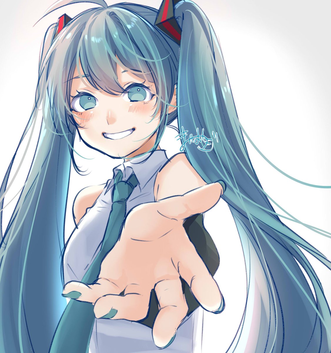 初音ミク「さあ行きましょうマスター#初音ミク #VOCALOID 」|まいむぎのイラスト