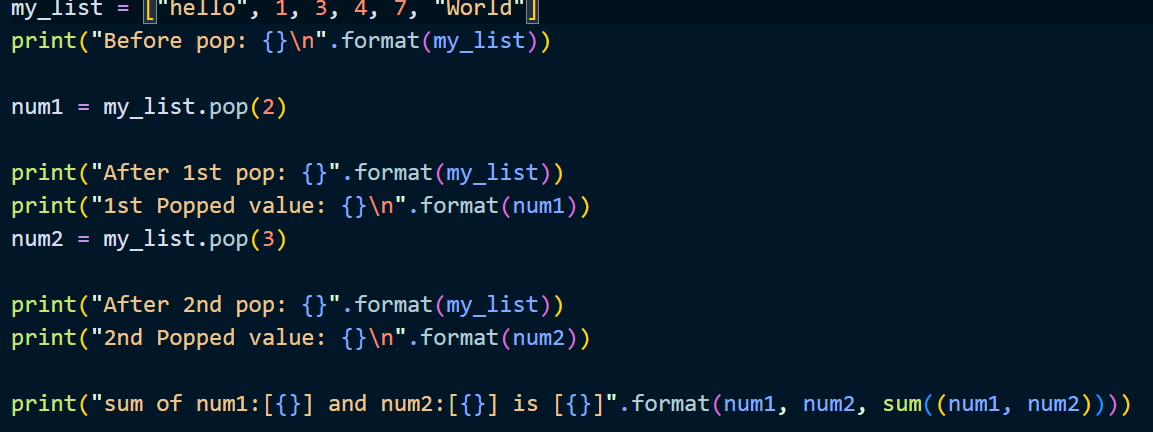 ItechJungle's tweet photo. @RealBenjizo The answer is C ie 10. I shall explain by posting a code and the result of running the code, check my comment thread. Also note, when we use pop, the return value of pop is the popped element. Hence the variable num1 contains the popped value and not the full list. https://t.co/xEQJuc6pB9