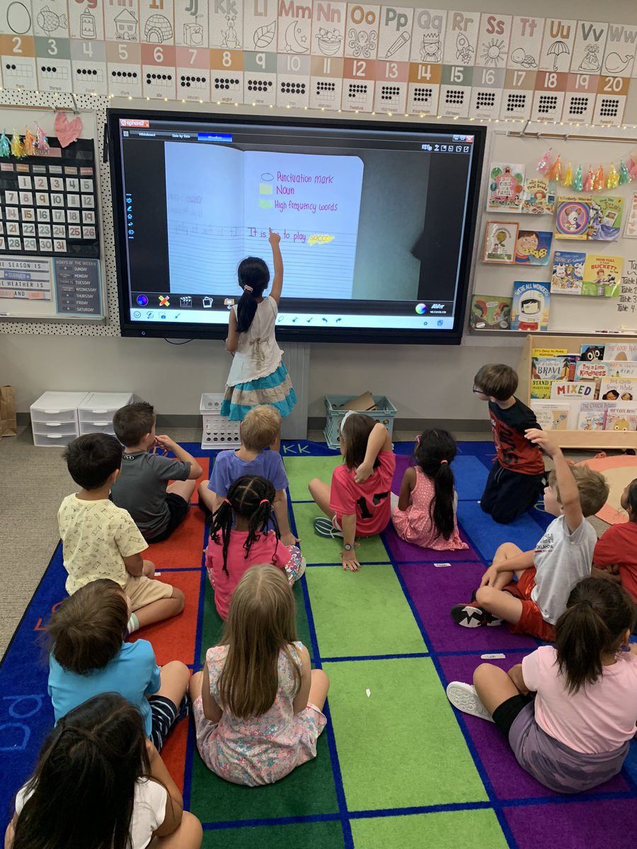 Using a mentor sentence to identify nouns, punctuation marks, and to identify our high frequency words! #ReevesAchieves #AdventureAwaits #ProsperProud