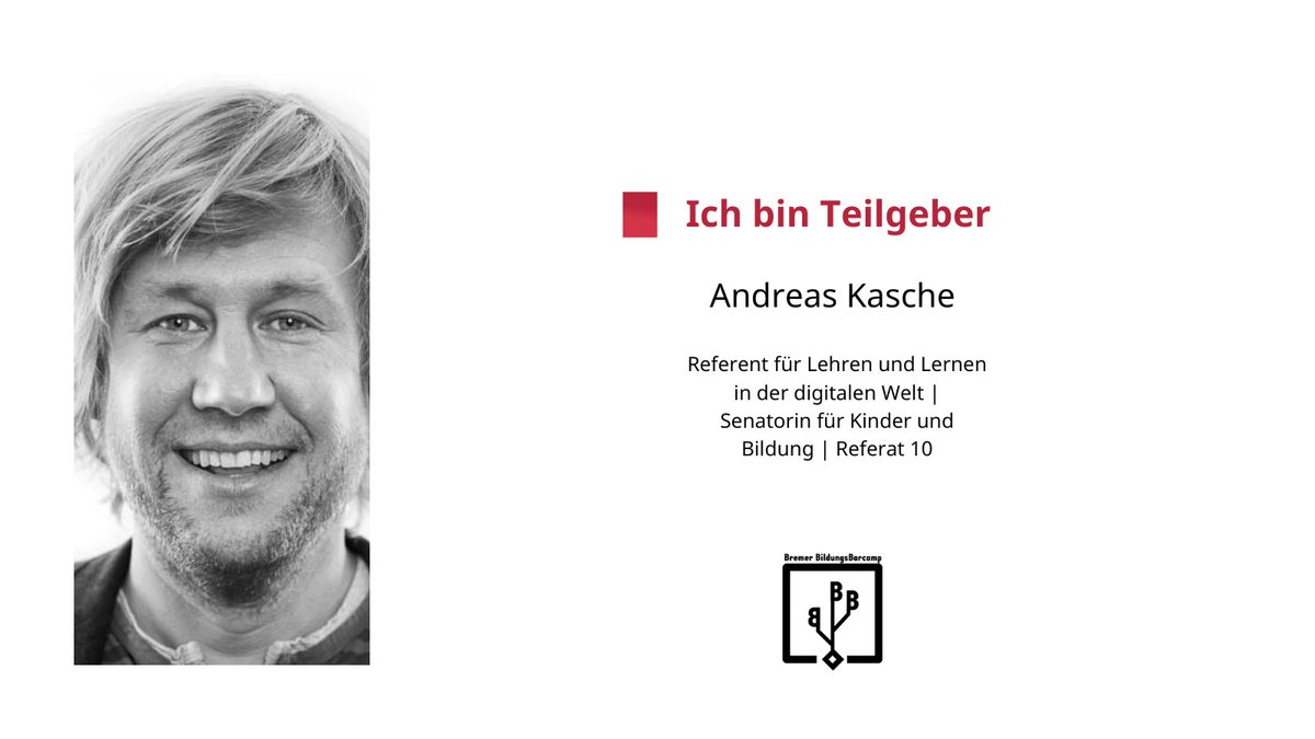 Wir stellen uns vor!

Seit 2020 gibt es das BBB. Andreas Kasche gehört seit Beginn zum Orga-Team und moderiert das Bildungsevent!

Am 22.8.2023 findet das nächste Bildungbarcamp statt!
Hoffentlich auch mit dir! 

➡️ Melde dich jetzt an 
barcamp.schule.bremen.de

#3BBB #HBedu #twlz