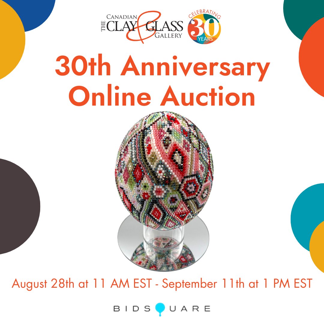 Our 30th Anniversary Online Auction is now live! Bid on stunning artworks and more to support programs at the Canadian Clay & Glass Gallery! bidsquare.com/auction-house/…