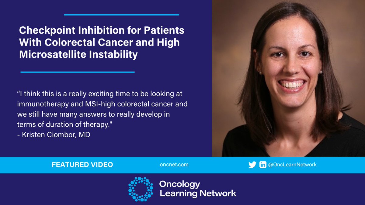 Here, @KristenCiombor, MD, discussed the opportunities for checkpoint inhibition with MSI-H colorectal cancer, as presented at the 2023 World Congress on Gastrointestinal Cancers. Learn more: hmpgloballearningnetwork.com/site/onc/video… #medtwitter #onctwitter #GIoncology #WCGIC2023