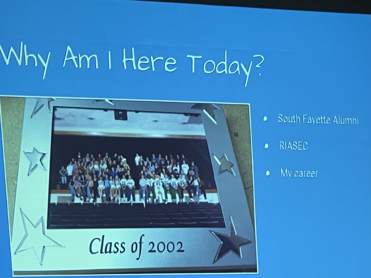 RIASEC in Hollywood!  Thank you @stevejacks84 , SFHS alum, for sharing how knowing your strengths, interests and values aided in your success!  Can’t wait for our students to find their passion! @PGHWorldofWork @SFMSLions @MrsHarrisA310