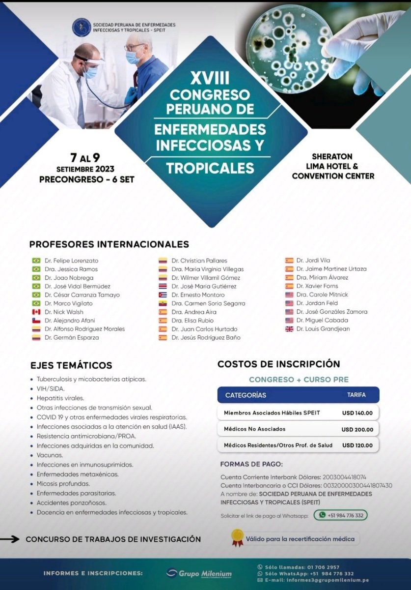 📢El próximo día 9 de septiembre estaré de manera online y junto a <a href="/elisarubio891/">elisarubio89</a> en el XVIII Congreso Peruano de Enfermedades Infecciosas y Tropicales hablando sobre la Implementación de los Bancos de Heces💩 en los Centros hospitalarios.