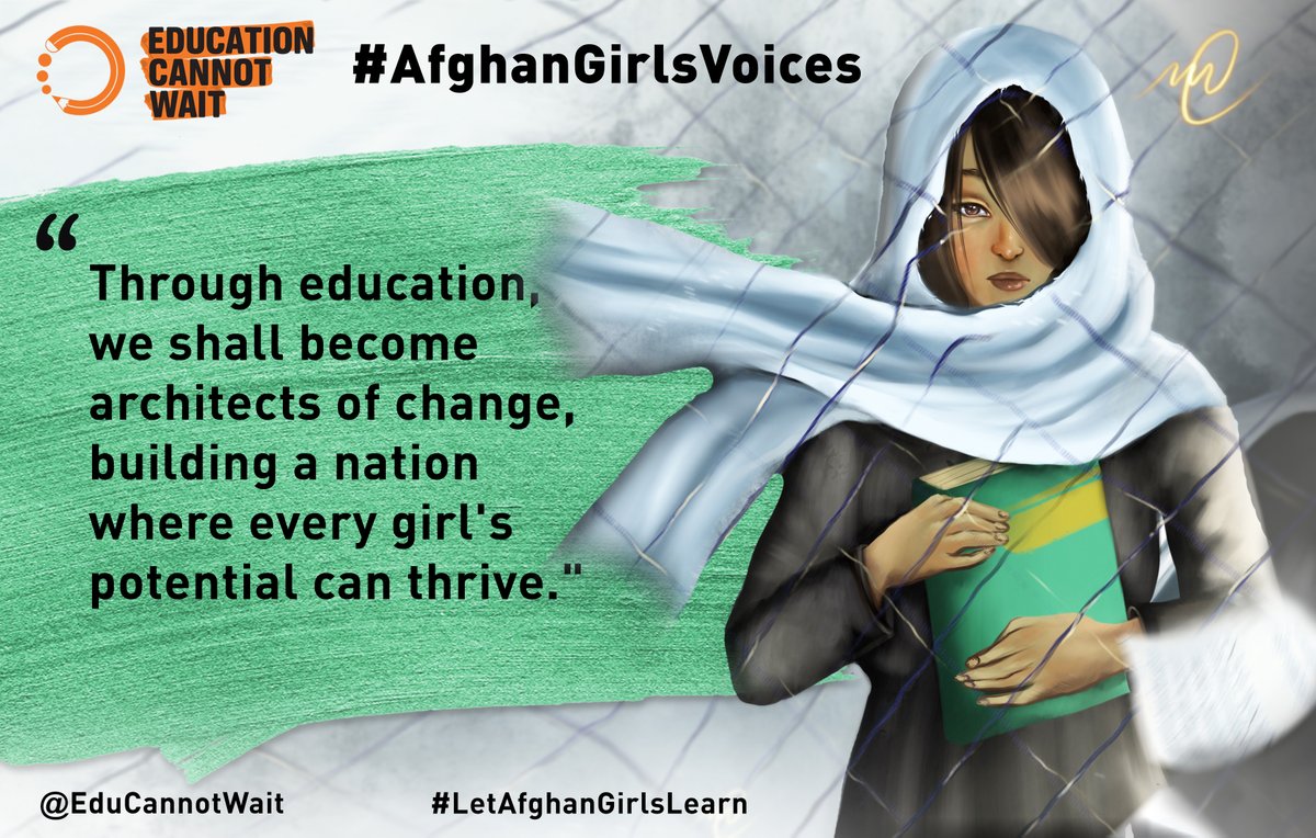 #Afghanistan: Girls' lives have been upended by the ban preventing them from pursuing their education and dreams.

They're calling for their basic right to learn and hoping for a brighter future. Powerful testimonies 📚👉 bit.ly/afghangirlsvoi…

@EduCannotWait #AfghanGirlsVoices