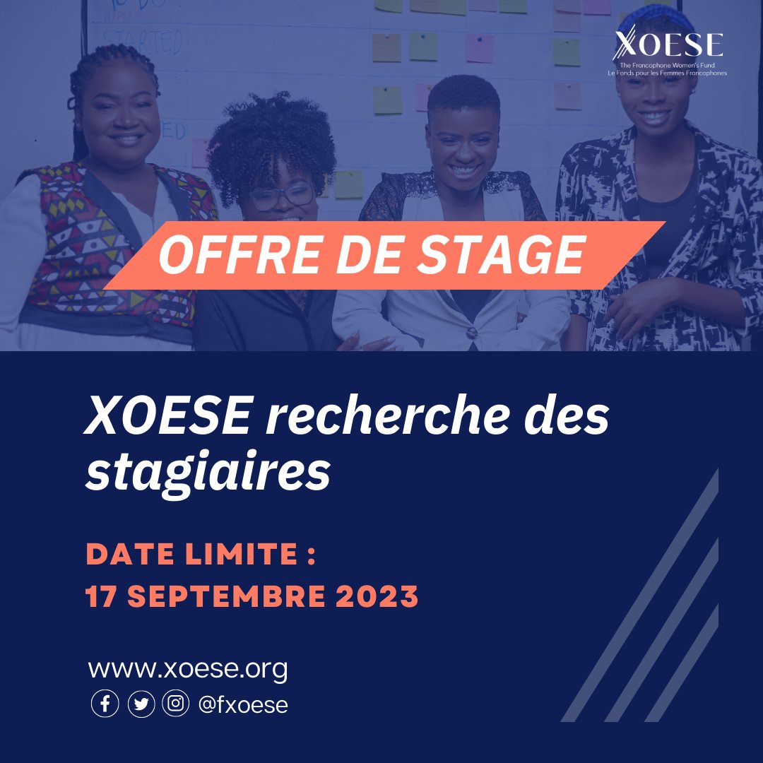 📢OFFRE DE #STAGE
<a href="/fxoese/">Fonds XOESE</a>, recherche des stagiaires pour rejoindre son équipe. Si vous êtes passionné(e) par les droits des femmes et l'égalité des genres, ce stage est pour vous.

➡️Pour plus d’infos 🔗 xoese.org/offre-de-stage…

📆DATE LIMITE: 17 Septembre 2023