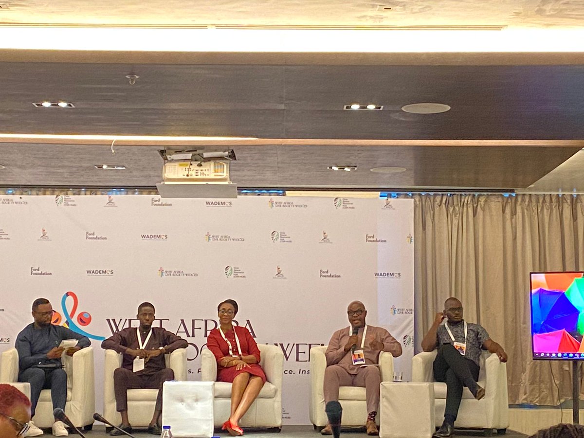 penplusbytes's tweet photo. Our Executive Director, Jerry Sam joins the panel discussion on emerging issues around building digital capacity of community-based organization and grassroots mobilization in Africa at the West Africa Civil Society Week happening in Lagos, Nigeria.

#WACSW23 #Penplusbytes https://t.co/pIVYpGY2YY