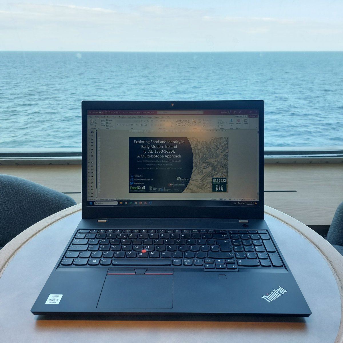 Enjoying 'Working From Sea' this afternoon! Running through my #EAA2023 presentation on diet in Early Modern Ireland which I will be presenting in session 697 on Saturday