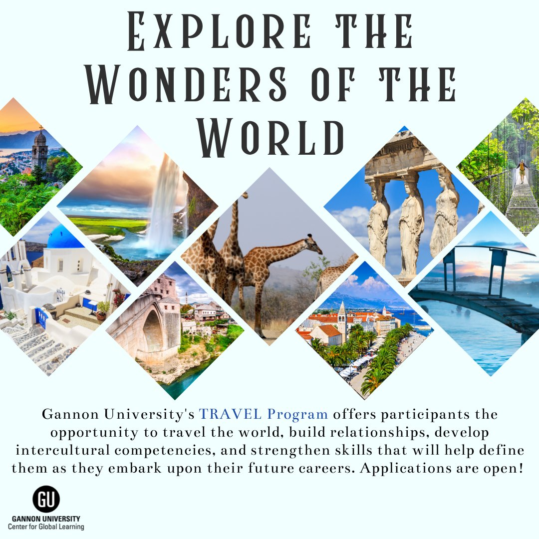 GannonUGlobal's tweet photo. Don't miss your chance to explore the world next May through the TRAVEL Program--applications close this Thursday...get yours in now! #PossibilitiesAbroad https://t.co/uzONhlVueP