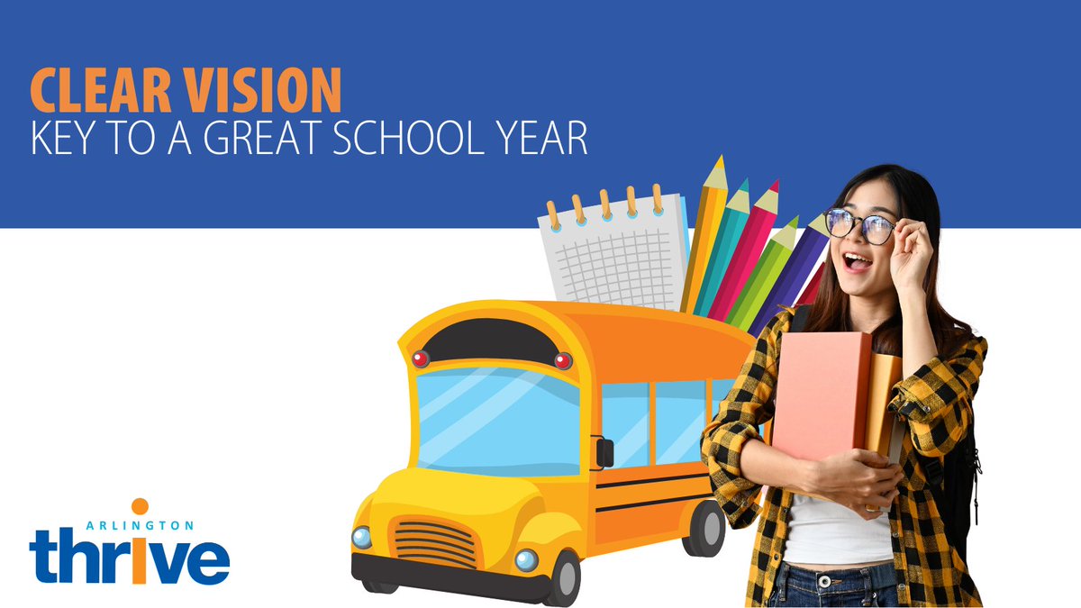 ArlingtonThrive's tweet image. 📚✨ EMBRACE A NEW SCHOOL YEAR WITH CLEAR VISION! 👓🎒 As students dive into their studies, discover the undeniable connection between clear vision and learning in our latest blog post. Start the year right! 
bit.ly/3Ei9PTA
#BackToSchool #VisionAndLearning
