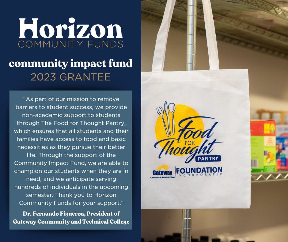 Horizon Community Funds (@horizoncfnky) on Twitter photo Meet our 2023 Community Impact Fund Grantees! <a href="/GCTC_News/">Gateway Community & Technical College</a> received $5,000 for their Food for Thought Pantry, which provides food and basic household supplies to students in need. Visit horizonfunds.org/NKY to learn how you can make an impact through the Community Impact Fund. Meet our 2023 Community Impact Fund Grantees! <a href="/GCTC_News/">Gateway Community & Technical College</a> received $5,000 for their Food for Thought Pantry, which provides food and basic household supplies to students in need. Visit horizonfunds.org/NKY to learn how you can make an impact through the Community Impact Fund.