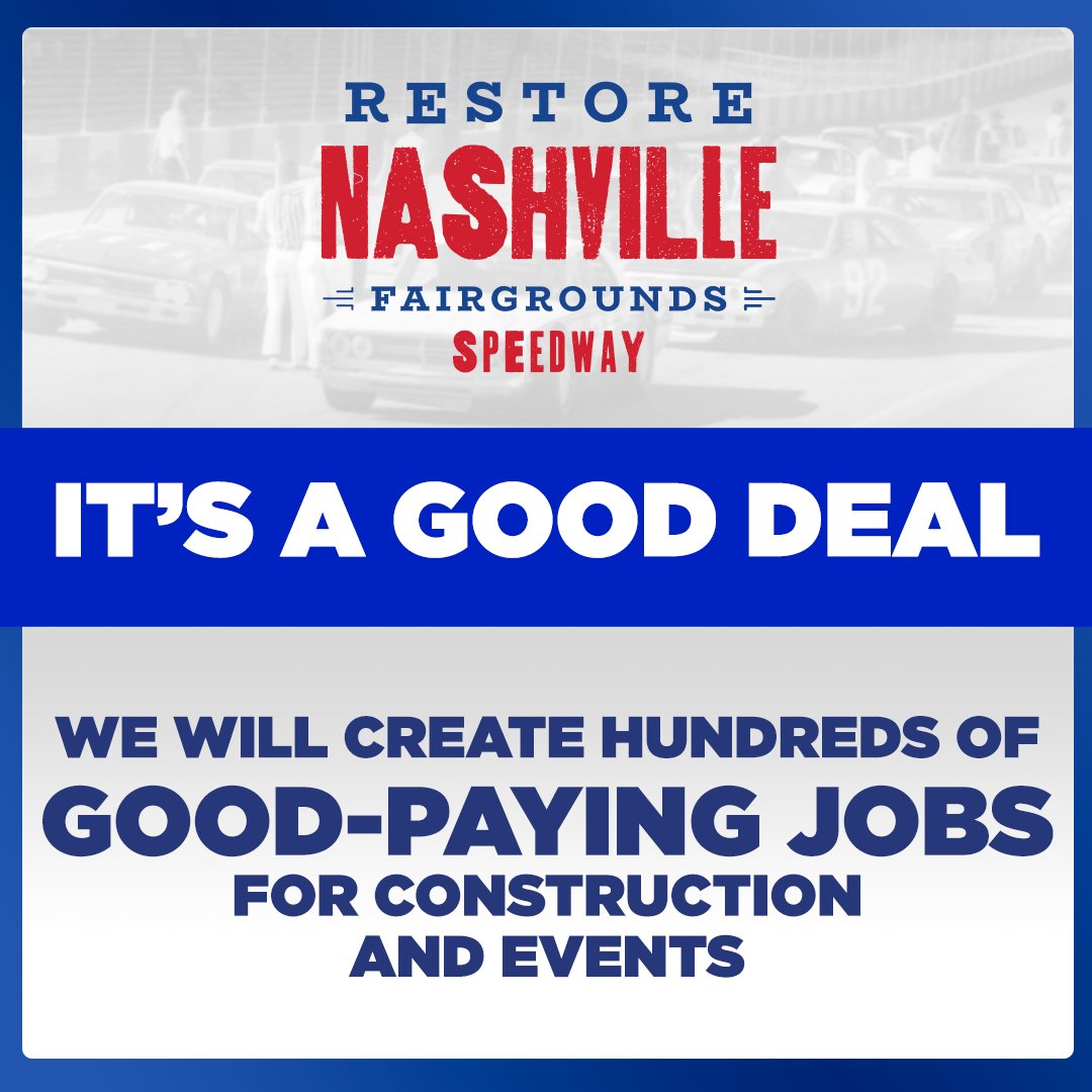 RestoreNFS's tweet image. JOBS: We will create hundreds of good-paying construction and event-time jobs.

It&apos;s a good deal for Nashville.

PLEASE SHARE this with your friends in Nashville.

#ItsAGoodDeal