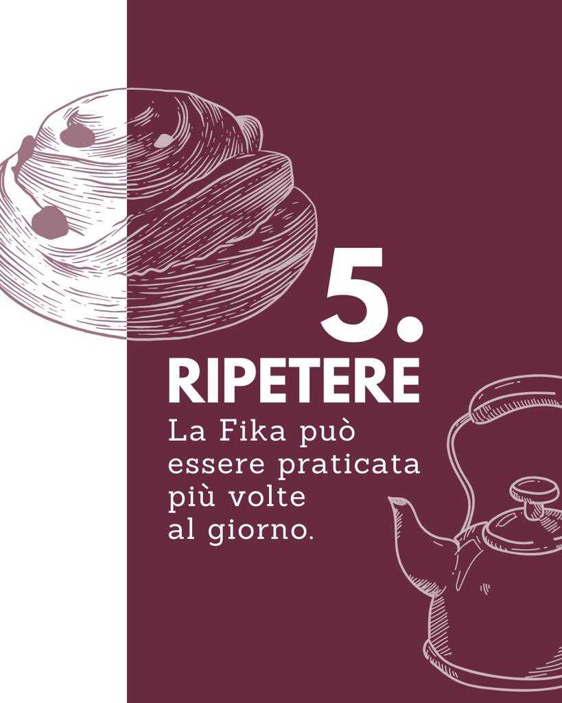 La "fika" è una tradizione svedese che ruota attorno a una pausa per il caffè, spesso accompagnata da dolci. Conosci i 5 segreti della FIKA?

1️⃣ 𝗥𝗘𝗟𝗔𝗫 La fika è una pausa rilassante, quindi prenditi del tempo per goderti il momento senza fretta.
