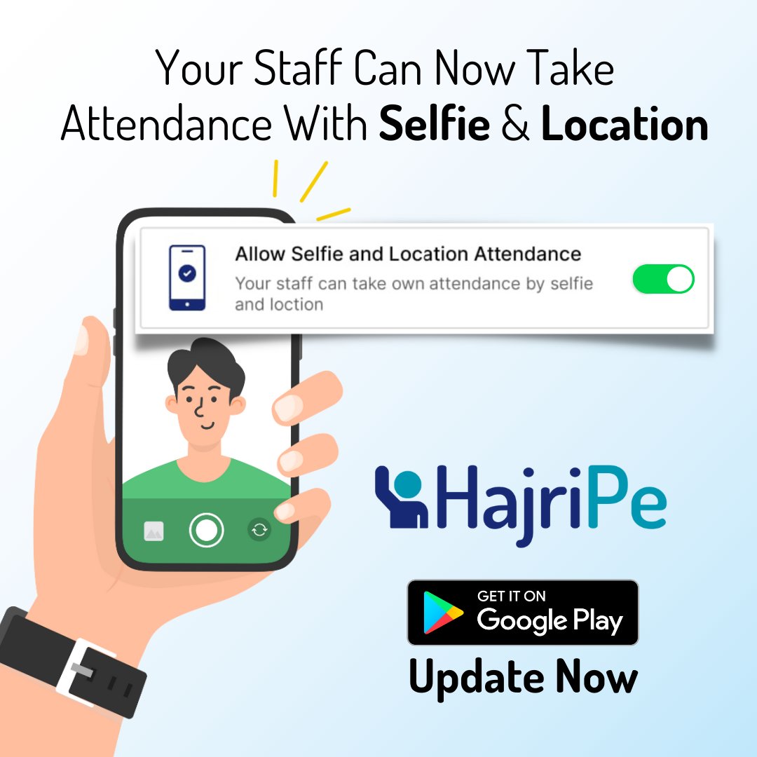📸 📍 Time to give your staff the easy way to mark attendance in! Let them snap selfies and mark locations with HajriPe. Don't wait, update your app now! ⏰ #AttendanceMadeEasy #HajriPe

HajriPe 🇮🇳 India's Attendance App