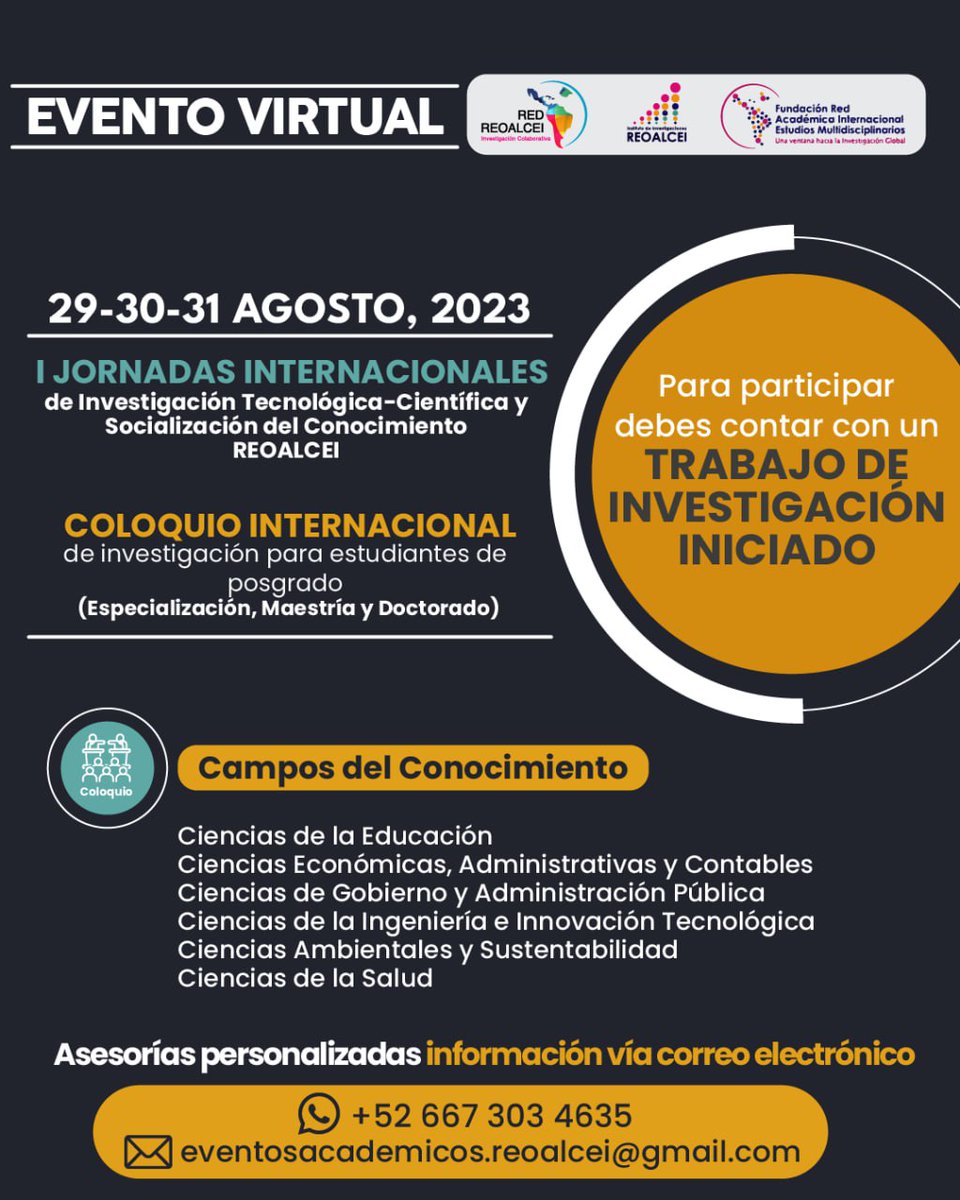 No puedes acceder a nuestra sala de ZOOM.. no te preocupes aquí te dejamos el enlace de YouTube y no te pierdas nuestra programación de las I Jornadas Internacionales de Investigación REOALCEI 2023
youtube.com/watch?v=2kRdyg…