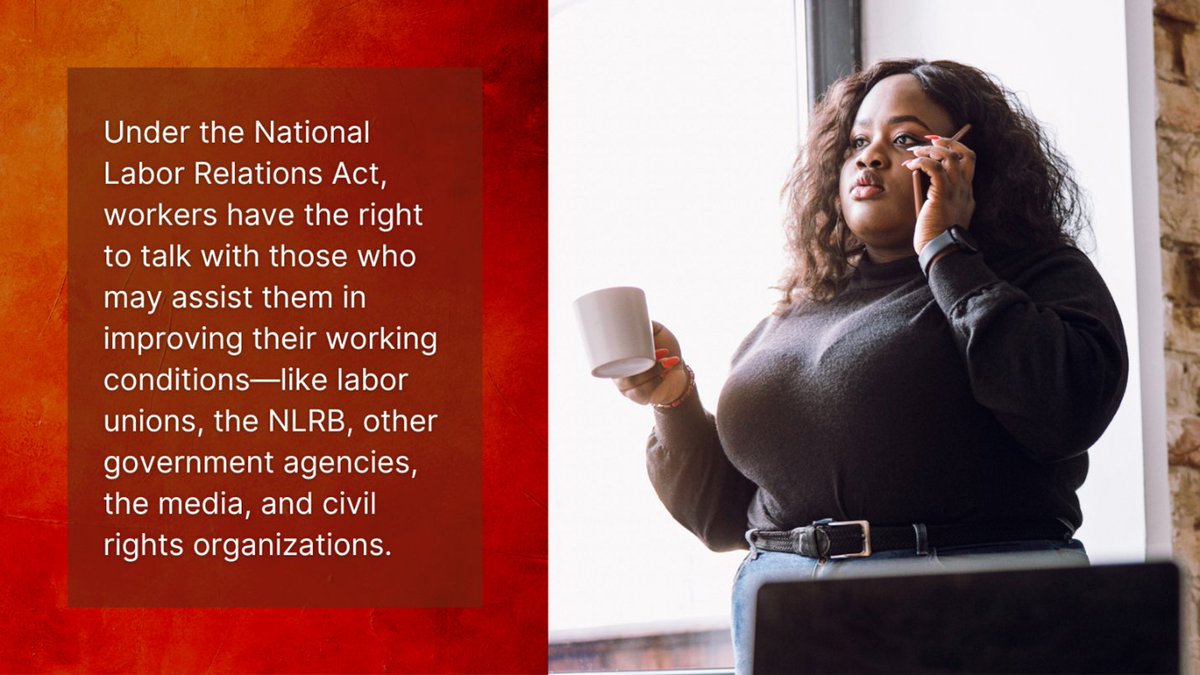 Despite what you might have heard, you have the right to talk with those who can assist in improving your working conditions. 

If you believe your labor rights have been violated, call the NLRB at 1-844-762-6572. #LaborRightsWeek