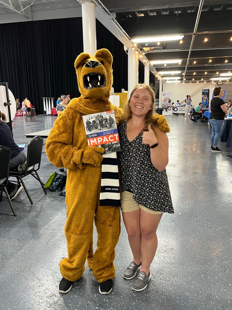 PennsylvaniaATF's tweet image. A wonderful turnout at the PennState RecFest in Manheim! PATF&apos;s Wendy Davis was happy to have her daughter, Caroline Davis (photo), DrOT, OTR, spend Saturday with her, talking to people about how to fund assistive technology. #Adaptive #Sports #Technology #PennState #Health